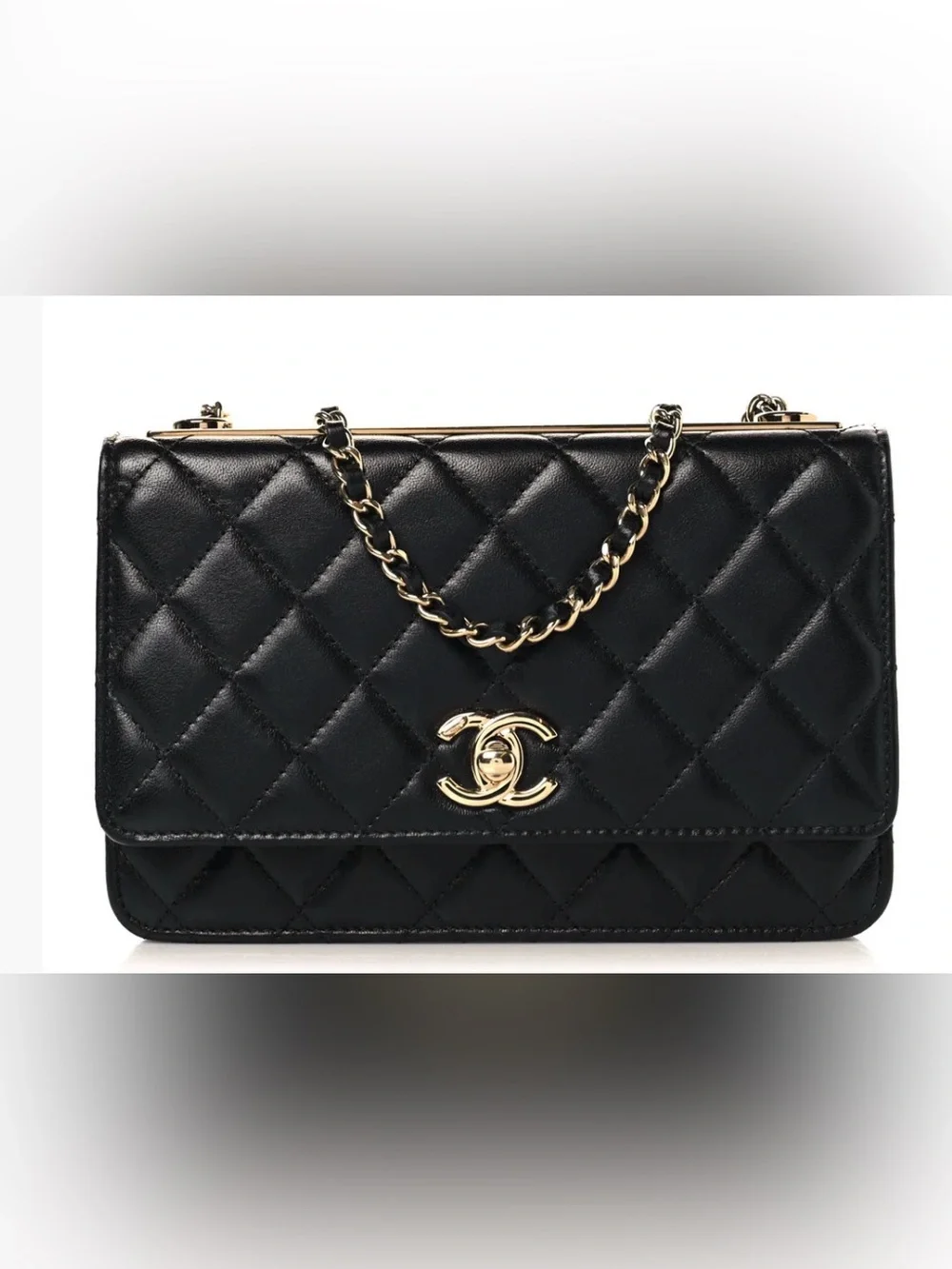 CHANEL Black Quilted Shoulder Bag with Gold CC Hardware